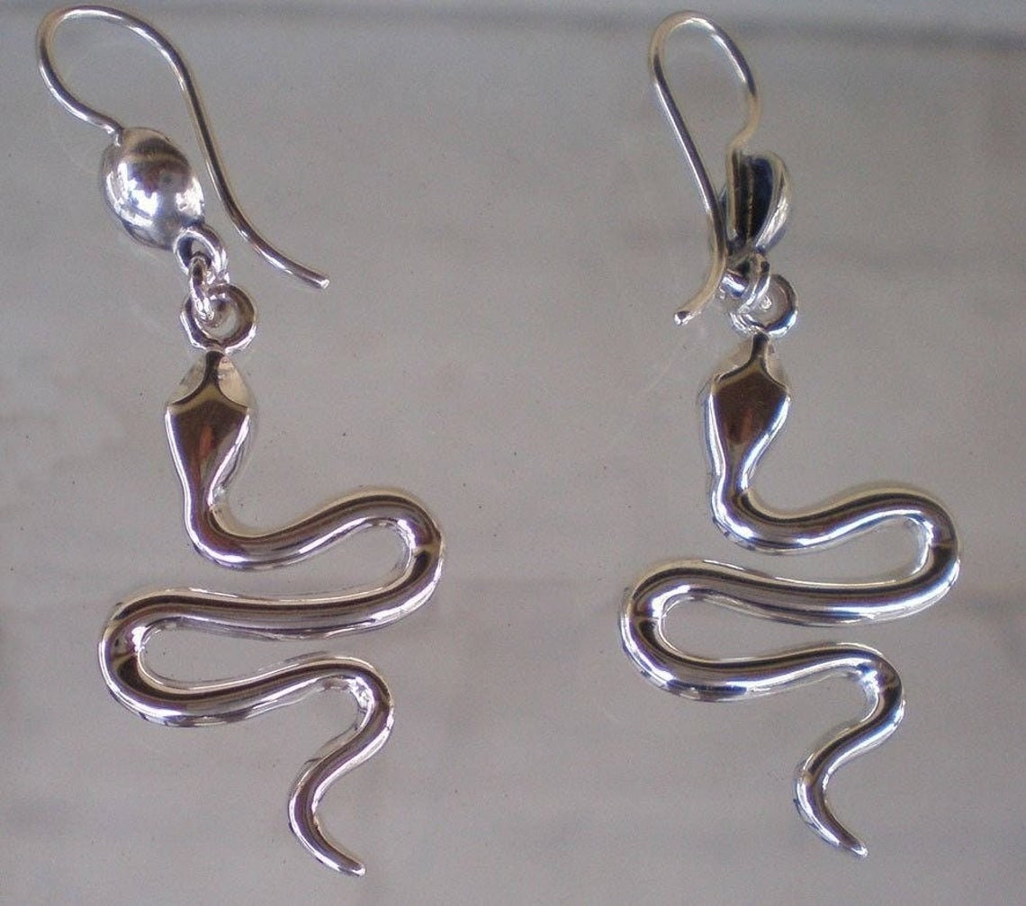 Snakes - Minoan Symbol of Nature, Fertility - Asclepius medical and healing Symbol - Earrings - 925 Sterling Silver