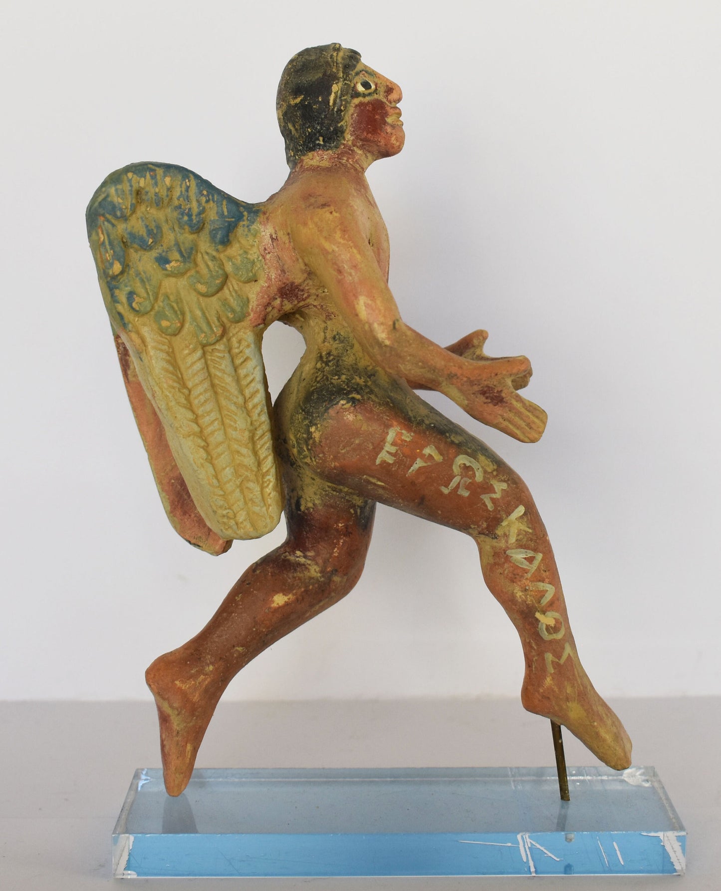 Eros Cupid - Greek Roman God of Sexual Attraction, Desire and Love - Plexiglass Base - Ceramic Artifact