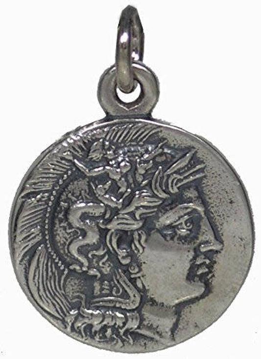 Athena Minerva Greek Roman Goddess of Wisdom - Hercules  - Diobol 433-330 BC - Lucania, Herakleia - Coin Pendant - 925 Sterling Silver