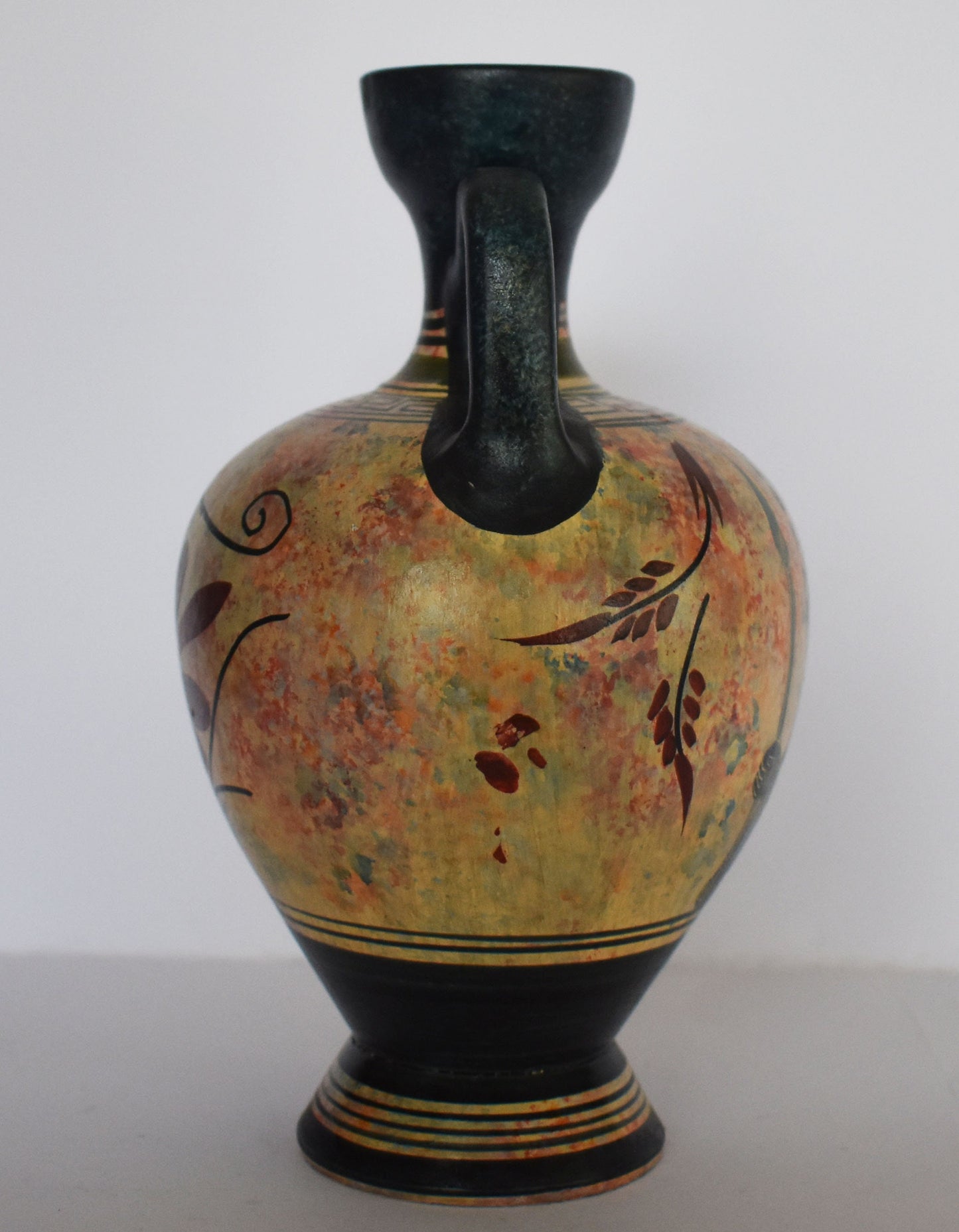 Athena Minerva - Greek Roman Goddess of  Wisdom, Handicraft, and Warfare - Floral and Meander design - Ceramic Vase