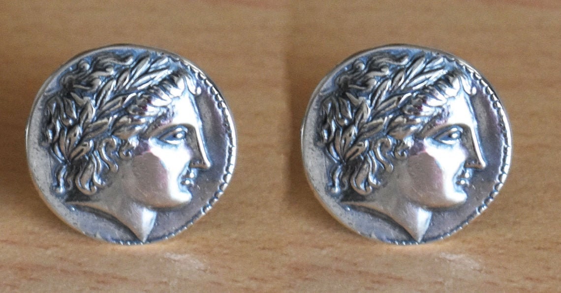 Apollo - Greek Roman God of archery, music and dance, prophecy, healing, Sun, light - Cufflinks - 925 Sterling Silver