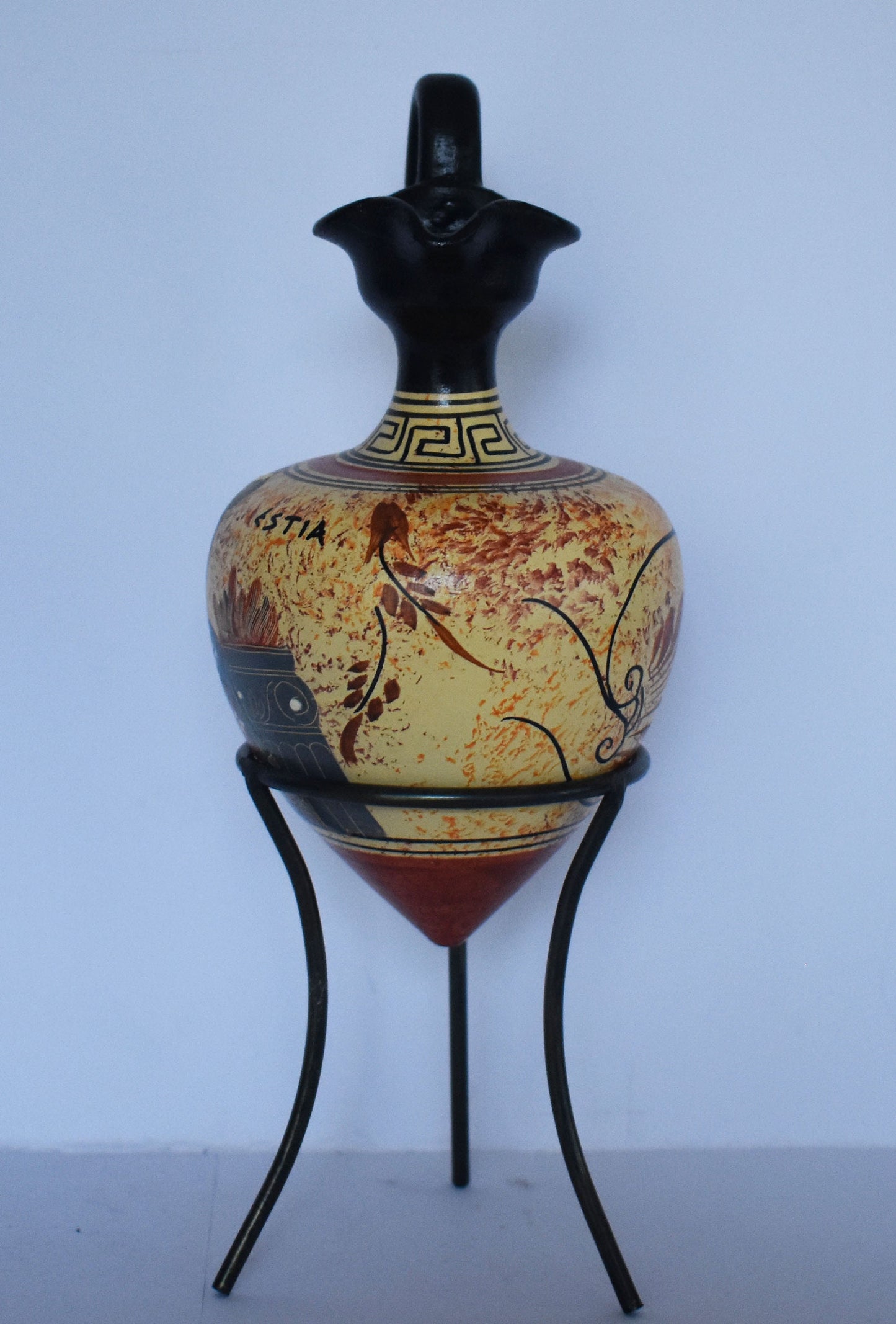 Rhyton - Vessel for Libations or Drinking - Estia - Goddess of Hearth, Family, Home, State - Floral design - Ceramic Vase
