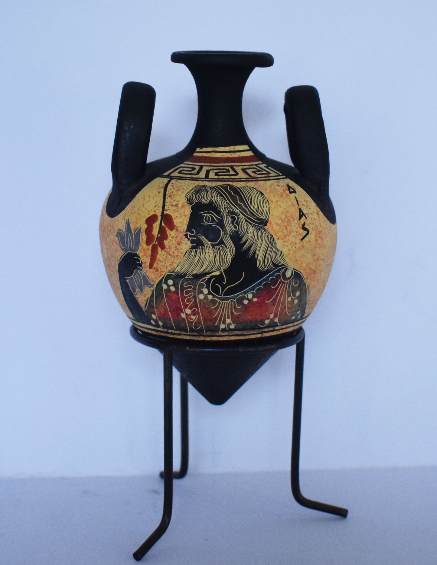 Rhyton - Vessel for Libations or Drinking - Zeus - Father of all Gods - Floral design - Ceramic Vase