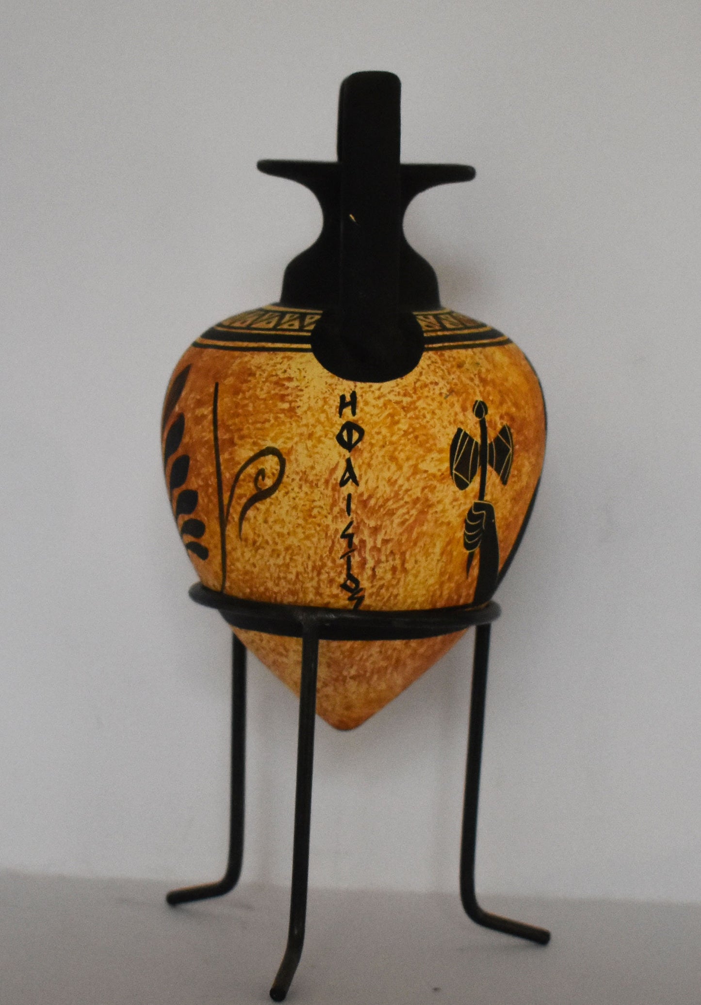 Rhyton - Vessel for Libations or Drinking -  Hephaestus - God of Blacksmiths,Fire, Craftsmen, Volcanoes- Floral design - Ceramic Vase