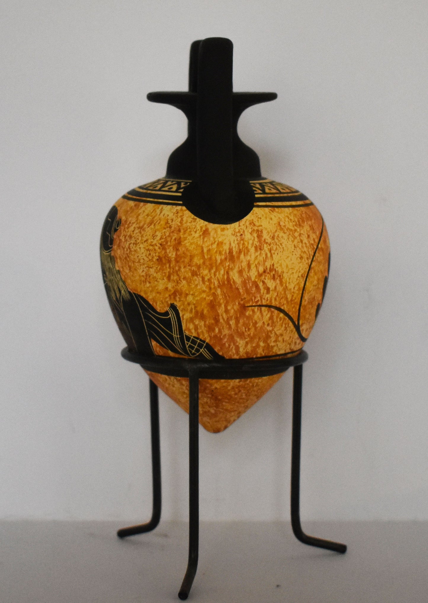 Rhyton - Vessel for Libations or Drinking -  Hephaestus - God of Blacksmiths,Fire, Craftsmen, Volcanoes- Floral design - Ceramic Vase