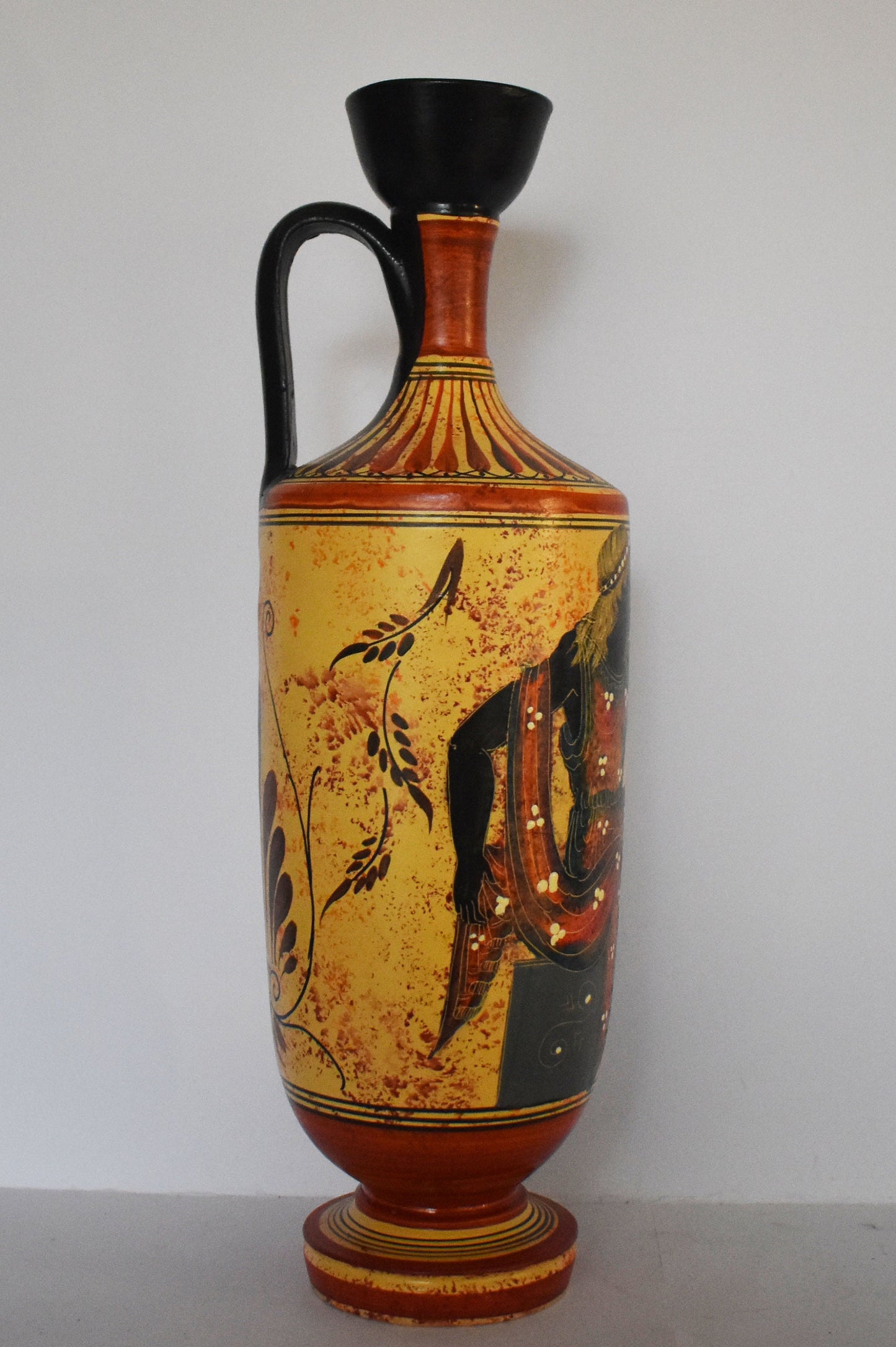 Lekythos - Storing Oil and Funerary Rites Vessel - Aphrodite - Goddess of Love and Beauty - Floral design - Ceramic Vase