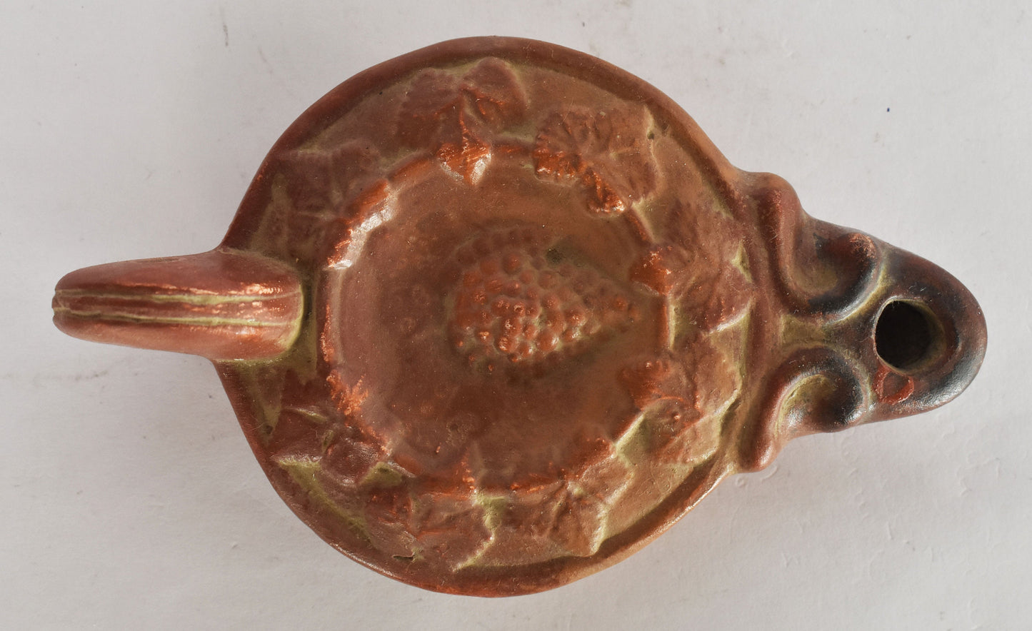 Oil Lamp - Athens, Attica - 600 BC - Grape Bunch Engraving - Museum Reproduction - Ceramic Artifact
