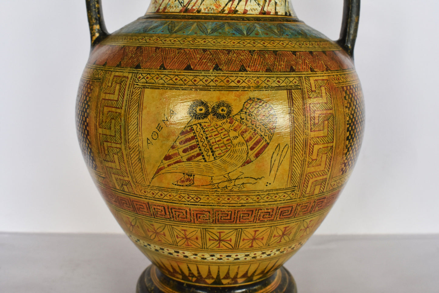 Achilles Ajax Hector - Trojan War Theme - Athenian Owl - Animals - Meander and Rosette Design - Ceramic Vase