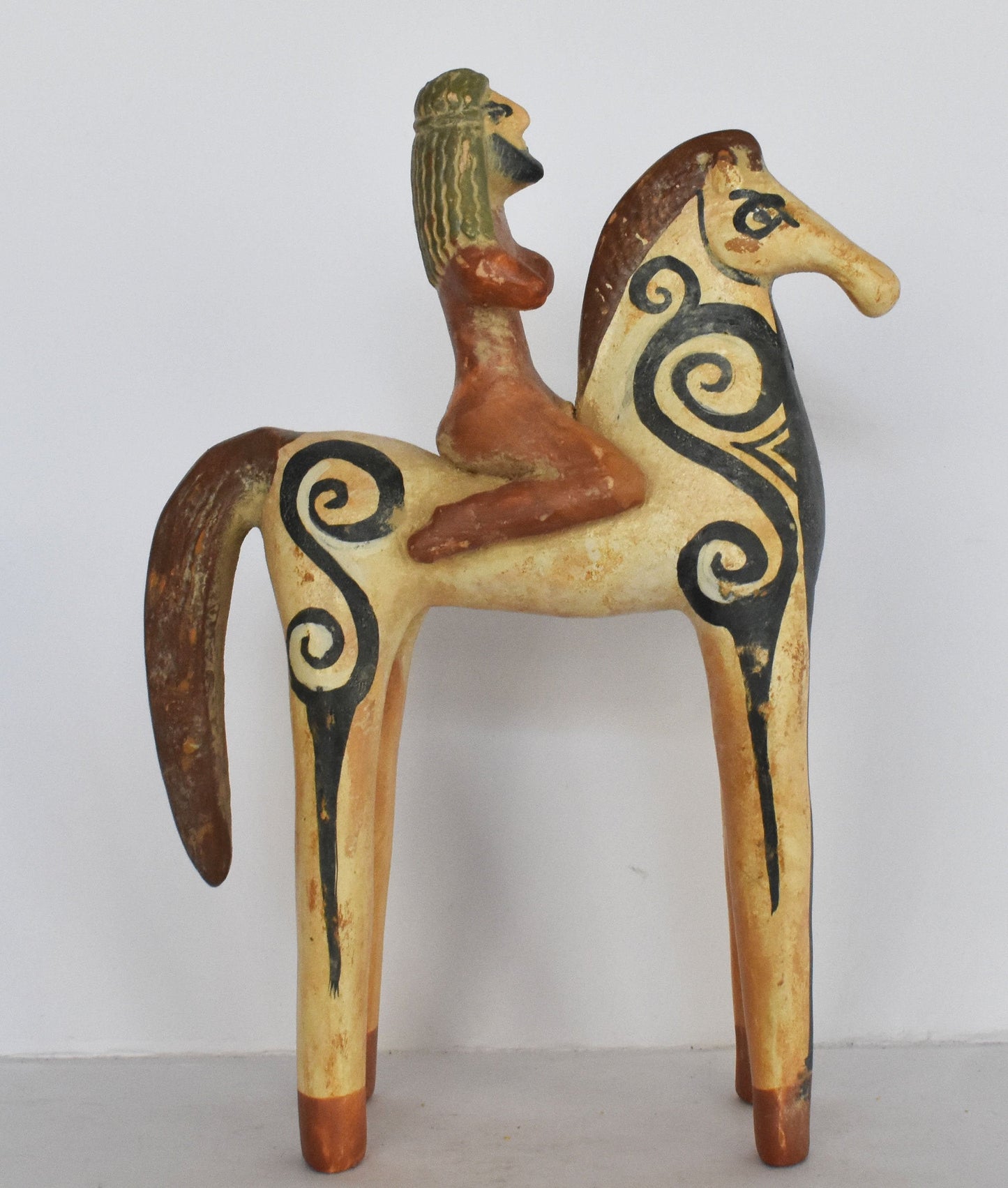 Statuette of a Horse and Rider - Athens, 500 BC - Symbol of  Courage, Integrity, Power - Miniature - Museum Reproduction - Ceramic Artifact