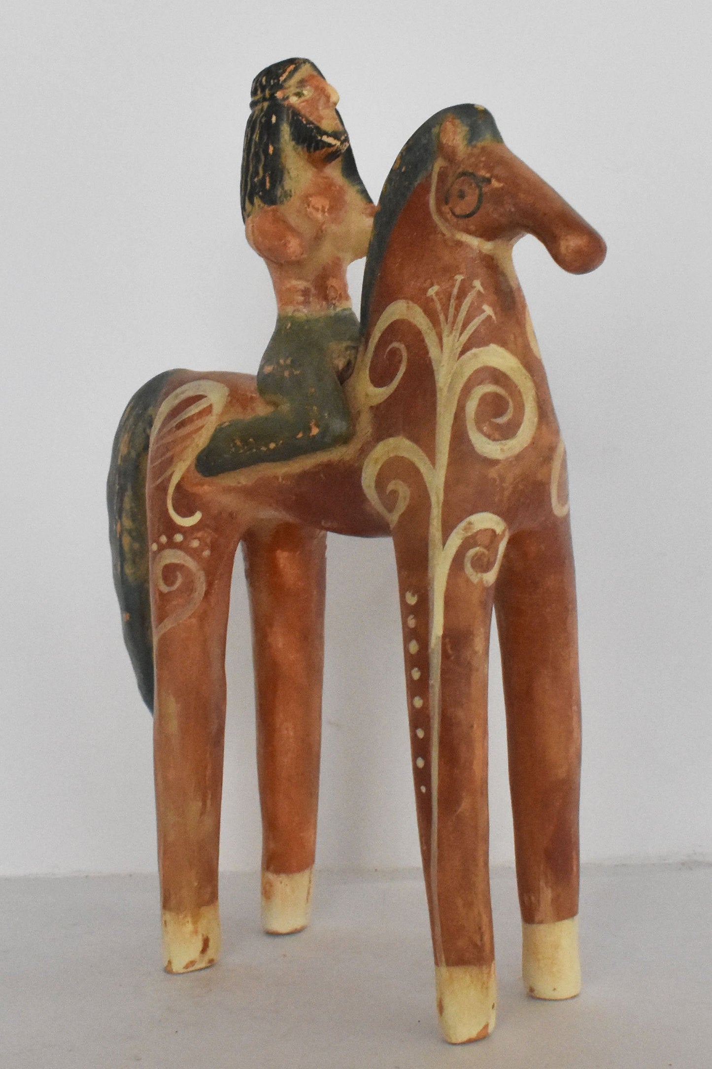 Terracotta horse and rider - Athens, Attica - 500 BC - Symbol of  Courage, Integrity, Power - Museum Reproduction  - Ceramic Artifact