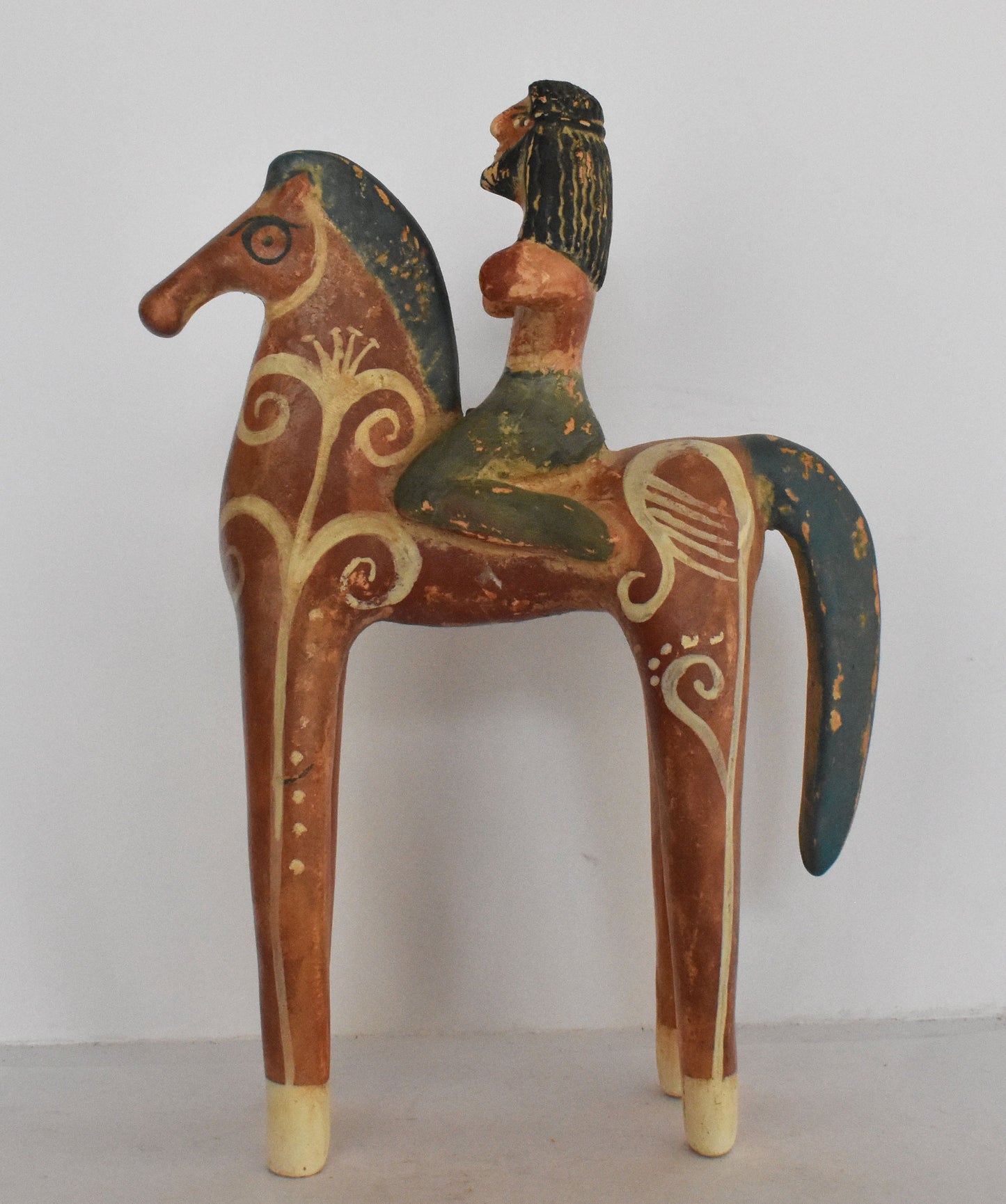 Terracotta horse and rider - Athens, Attica - 500 BC - Symbol of  Courage, Integrity, Power - Museum Reproduction  - Ceramic Artifact