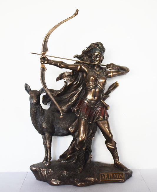 Artemis Diana – Greek Roman Goddess of Hunt, the Wilderness, Wild Animals, the Moon, and Chastity - Religion - Cold Cast Bronze Resin