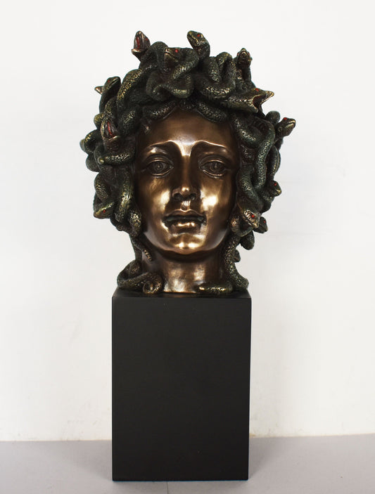 Medusa Bust - Snake-Haired Gorgon - Snake Lady -  Monster Figure  - Perseus and Goddess Athena myth - Cold Cast Bronze Resin