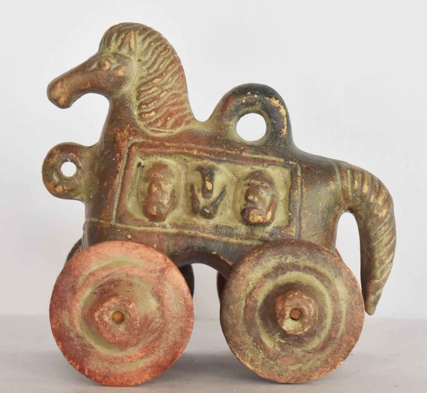 Trojan Horse on Wheels - built by Epeius - Hollow Greek Horse, Trojan War, Iliad - Representation of Ancient Greek Vessel - Ceramic Artifact