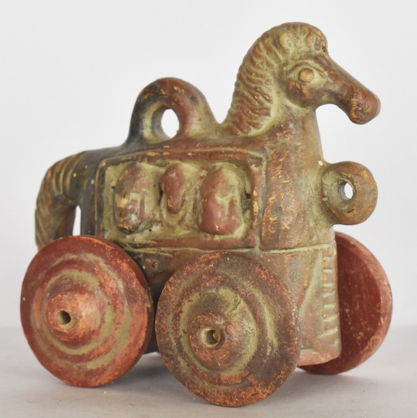 Trojan Horse on Wheels - built by Epeius - Hollow Greek Horse, Trojan War, Iliad - Representation of Ancient Greek Vessel - Ceramic Artifact