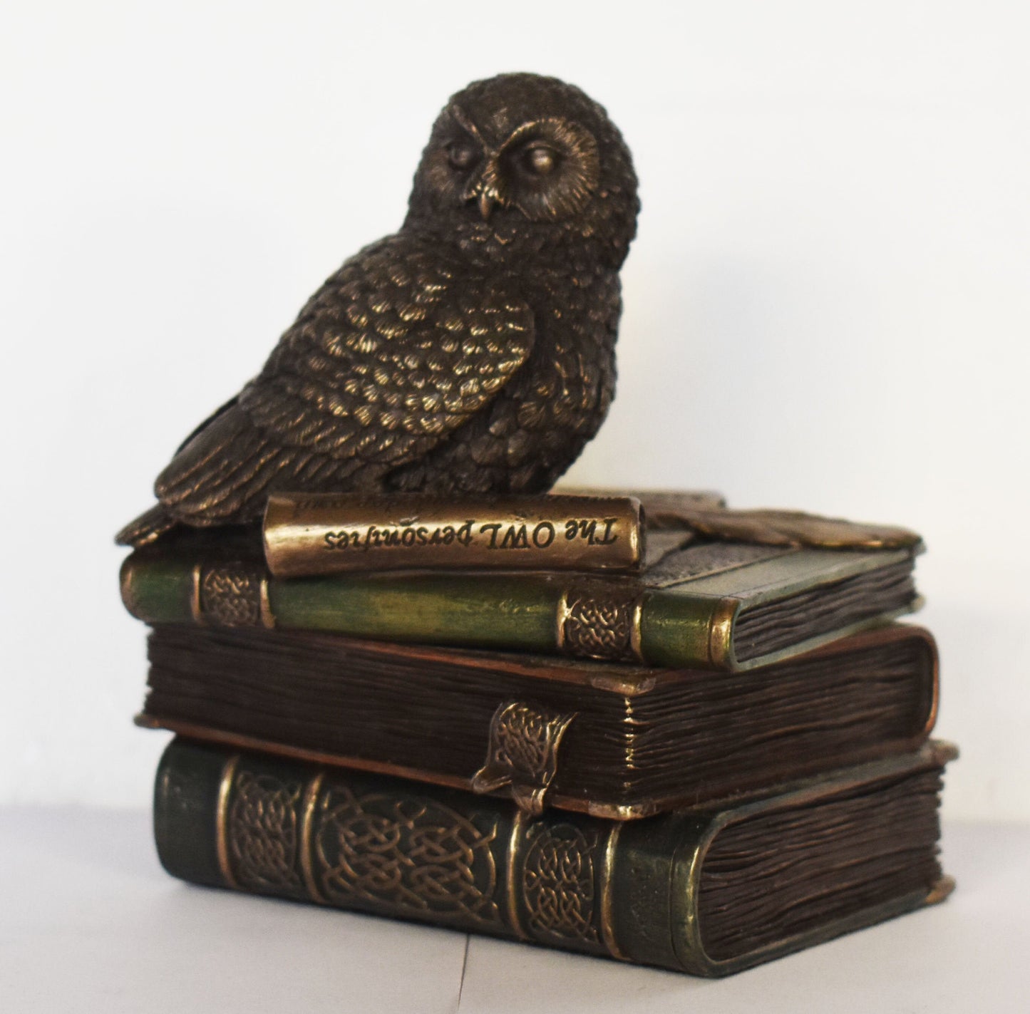 Owl Of Wisdom and Knowledge - Symbol of Goddess Athena Minerva - Ancient Greece - Jewelry Box - Cold Cast Bronze Resin