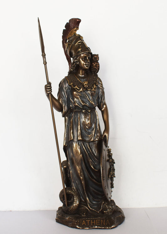 Athena Minerva - Greek Roman goddes of Wisdom, Warfare and Handicraft - Cold Cast Bronze Resin