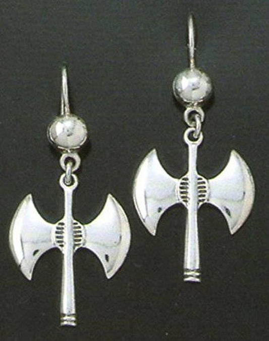 Labrys -Minoan Double Headed Axe - Knossos Palace, Crete, Ancient Greece - Earrings - 925 Sterling Silver