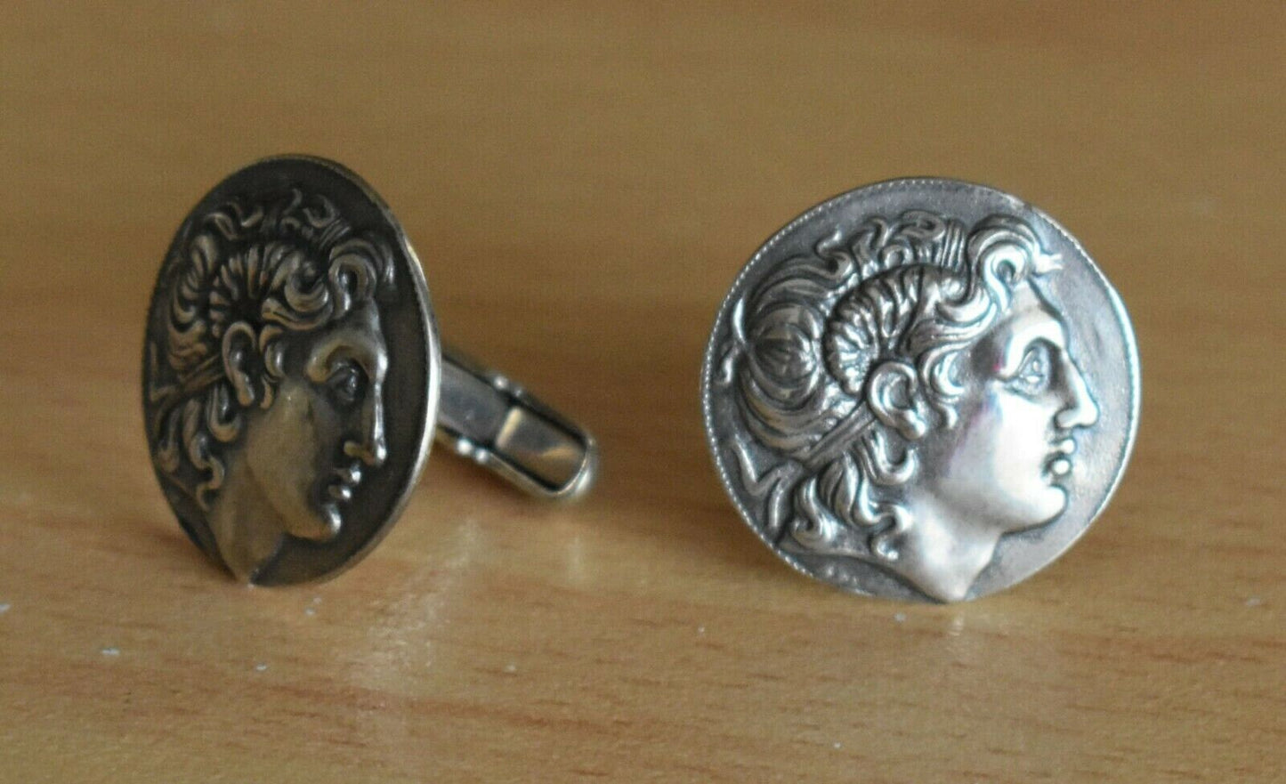 Alexander The Great - Macedonian King - Son of Philip, Student of Aristoteles - Lysimachos - Cufflinks  - 925 Sterling Silver