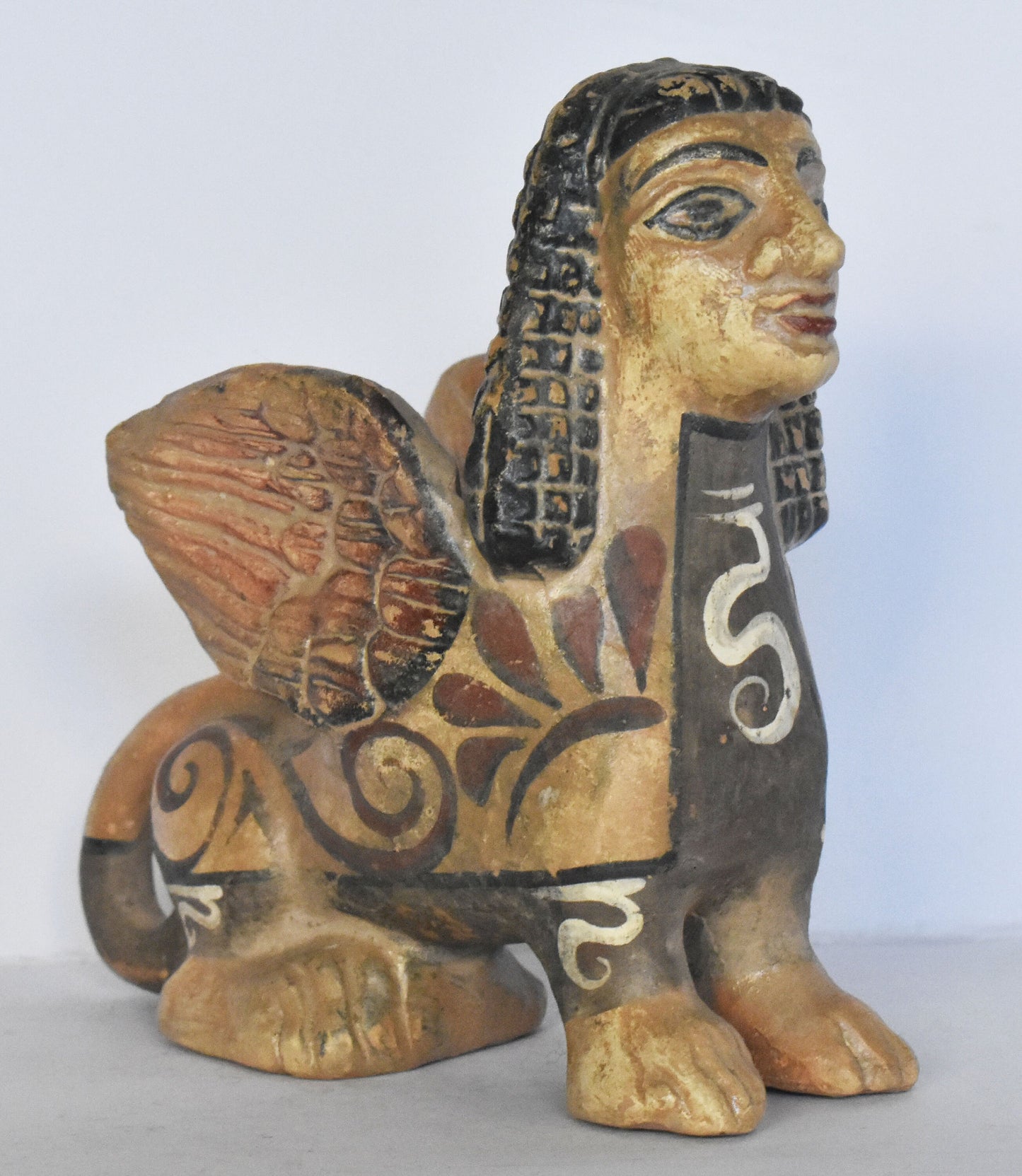 Sphinx -  Attica, Athens - 600 BC - Composition of the Mortal and the Immortal - Miniature - Museum Reproduction - Ceramic Artifact