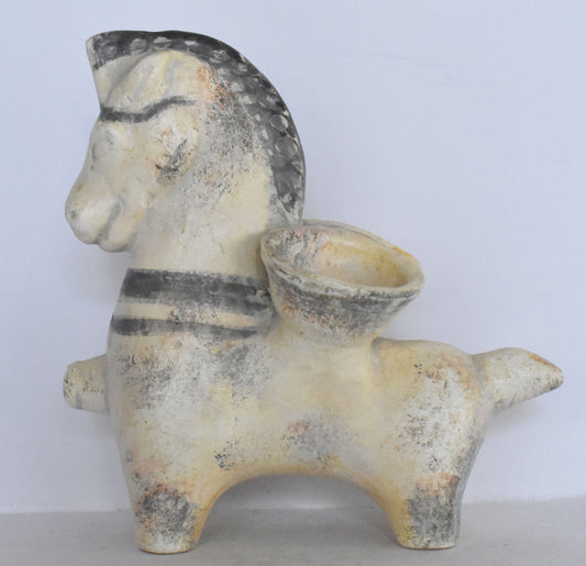 Horse Figurine carries Panniers- Cyprus - Late Bronze Age, 1100 BC -  Pierides Museum - Reproduction - Ceramic Artifact