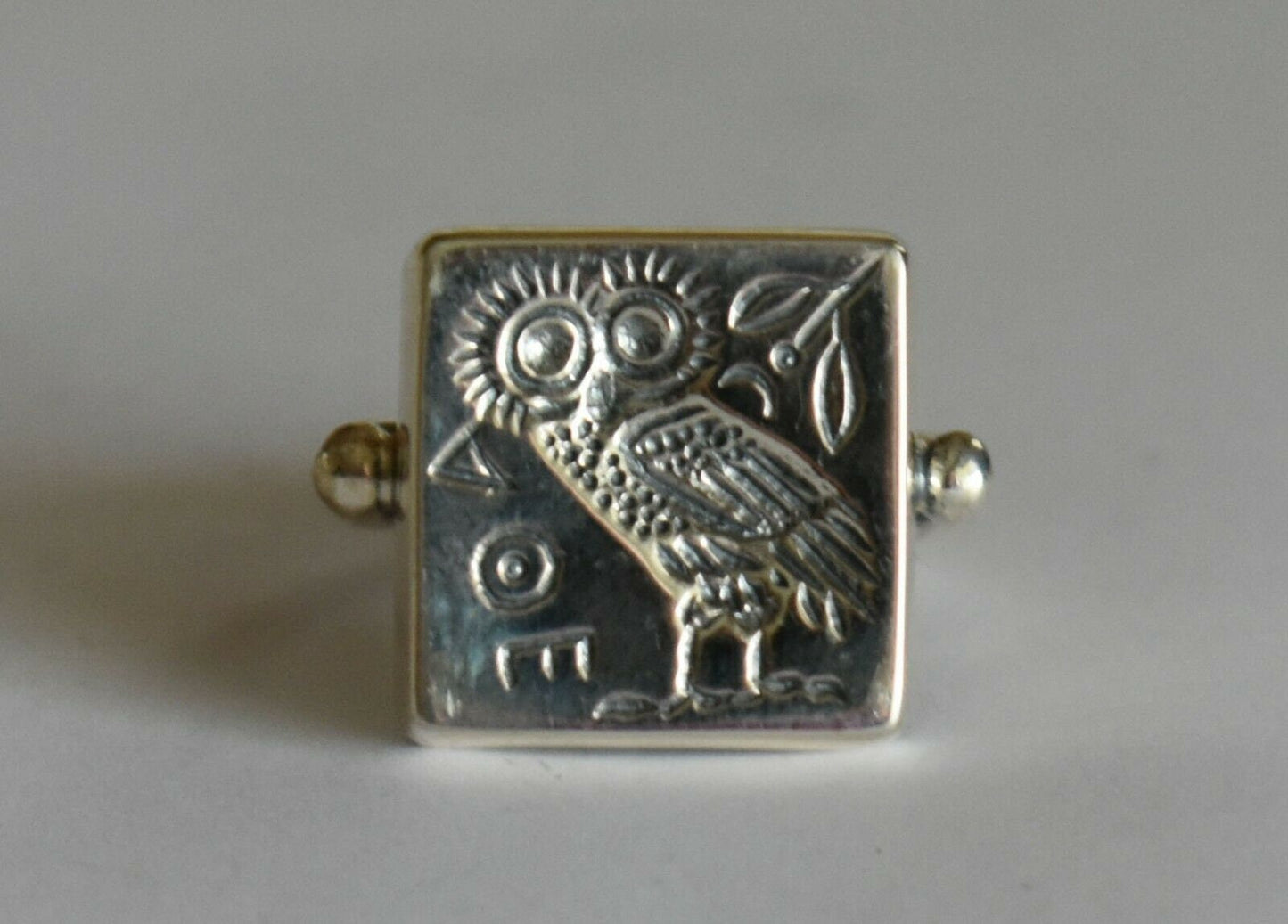 Owl of Wisdom and Intelligence -  Symbol of Goddess Athena - Ancient Greece - Ring - Size Us 8 - 925 Sterling Silver