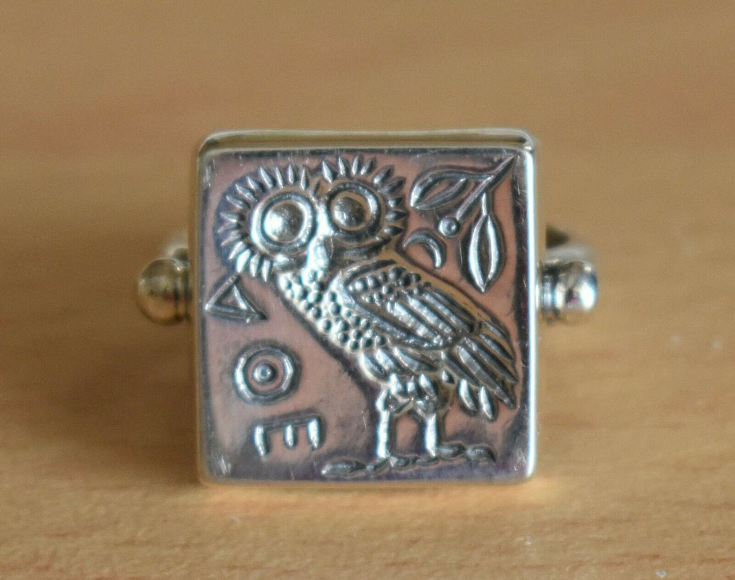 Owl of Wisdom and Intelligence -  Symbol of Goddess Athena - Ancient Greece - Ring - Size Us 8 - 925 Sterling Silver