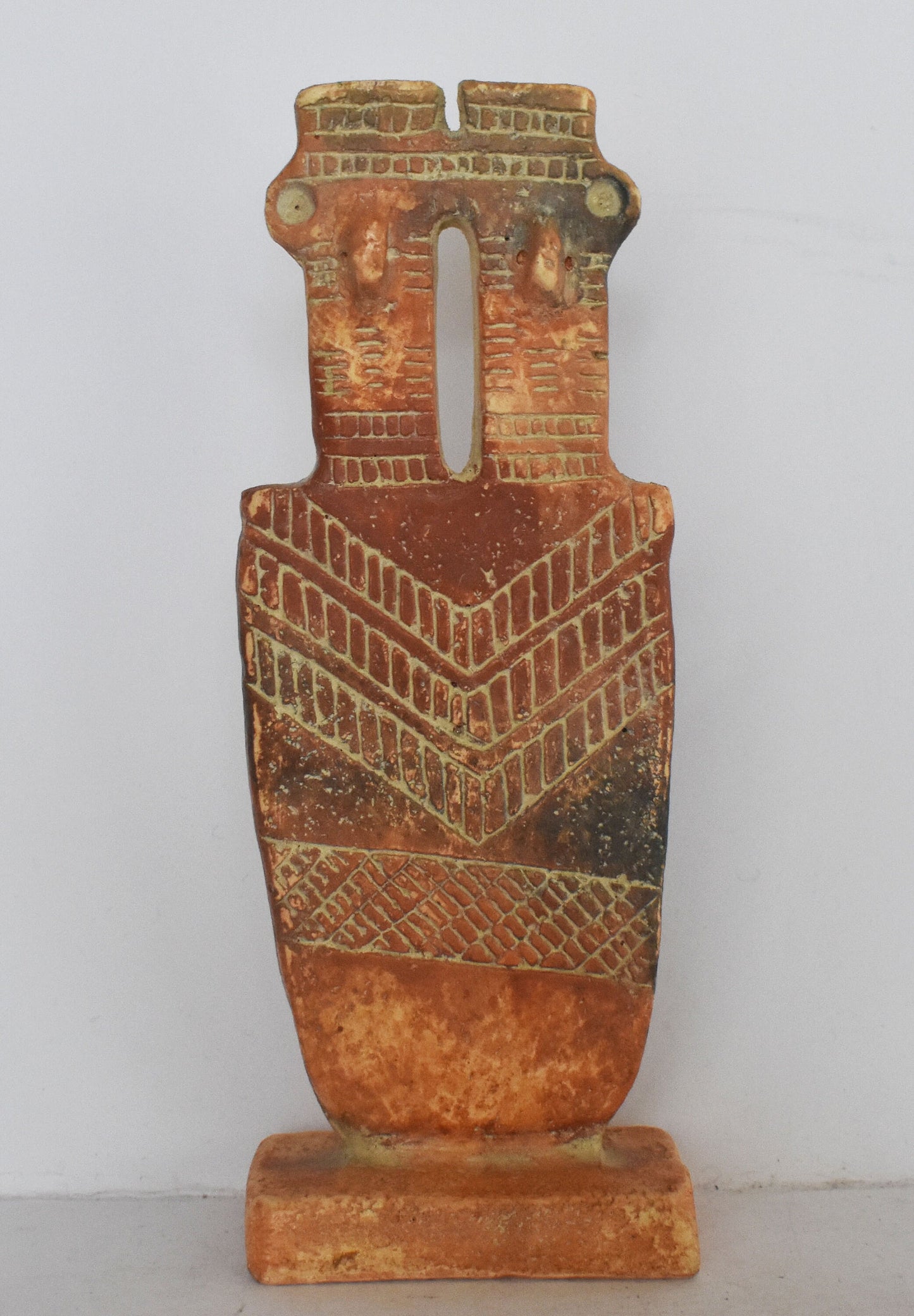 Plank Shaped Man Figurine - From Cyprus - 1100 BC - Museum Reproduction - Ceramic Artifact