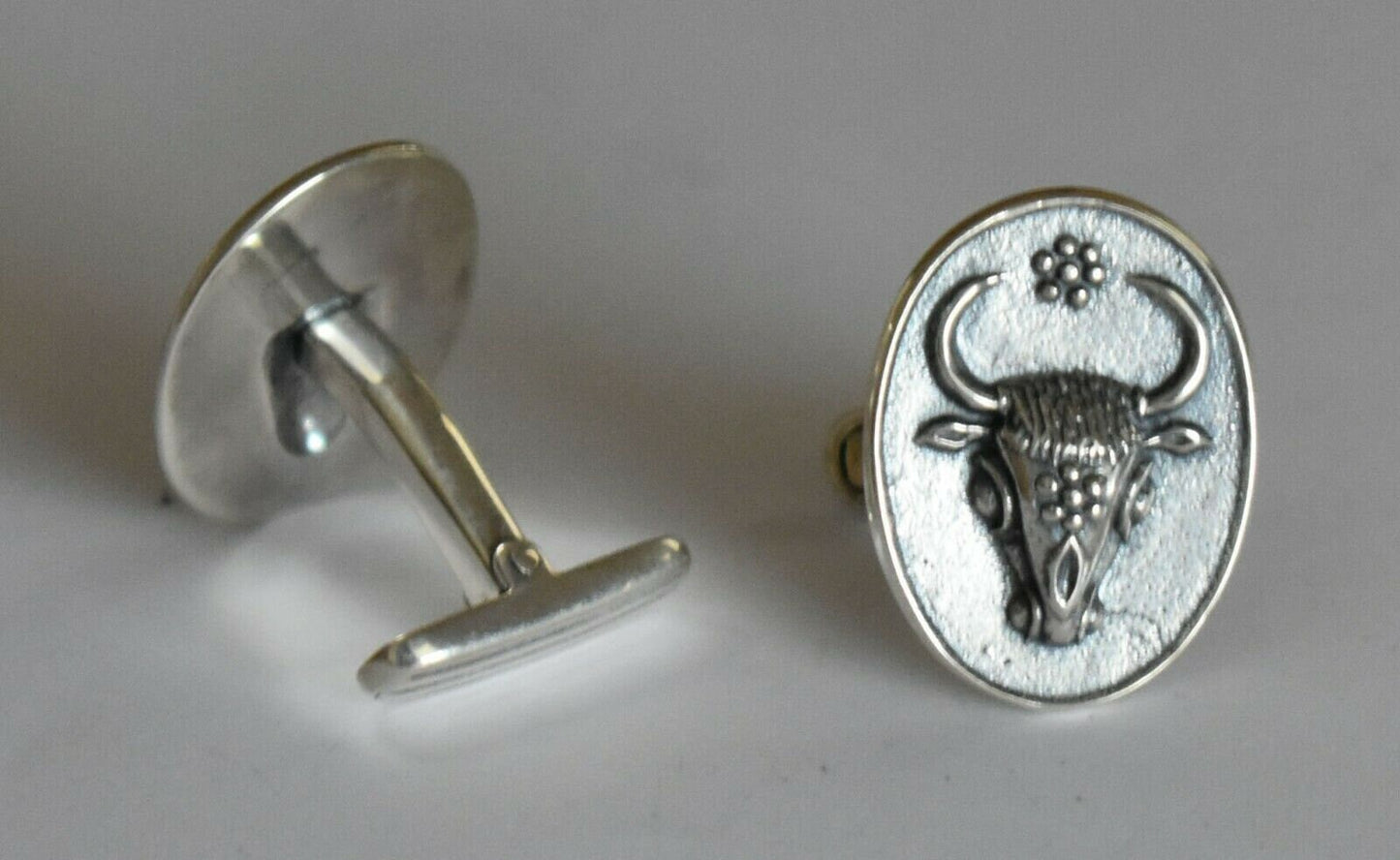 Minoan Bull Head - Symbol of Cosmic Energy, Forces of Life and Death, Pillars of the universe - Cufflinks- 925 Sterling Silver