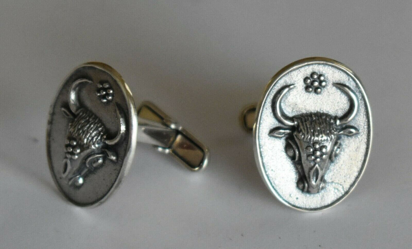 Minoan Bull Head - Symbol of Cosmic Energy, Forces of Life and Death, Pillars of the universe - Cufflinks- 925 Sterling Silver