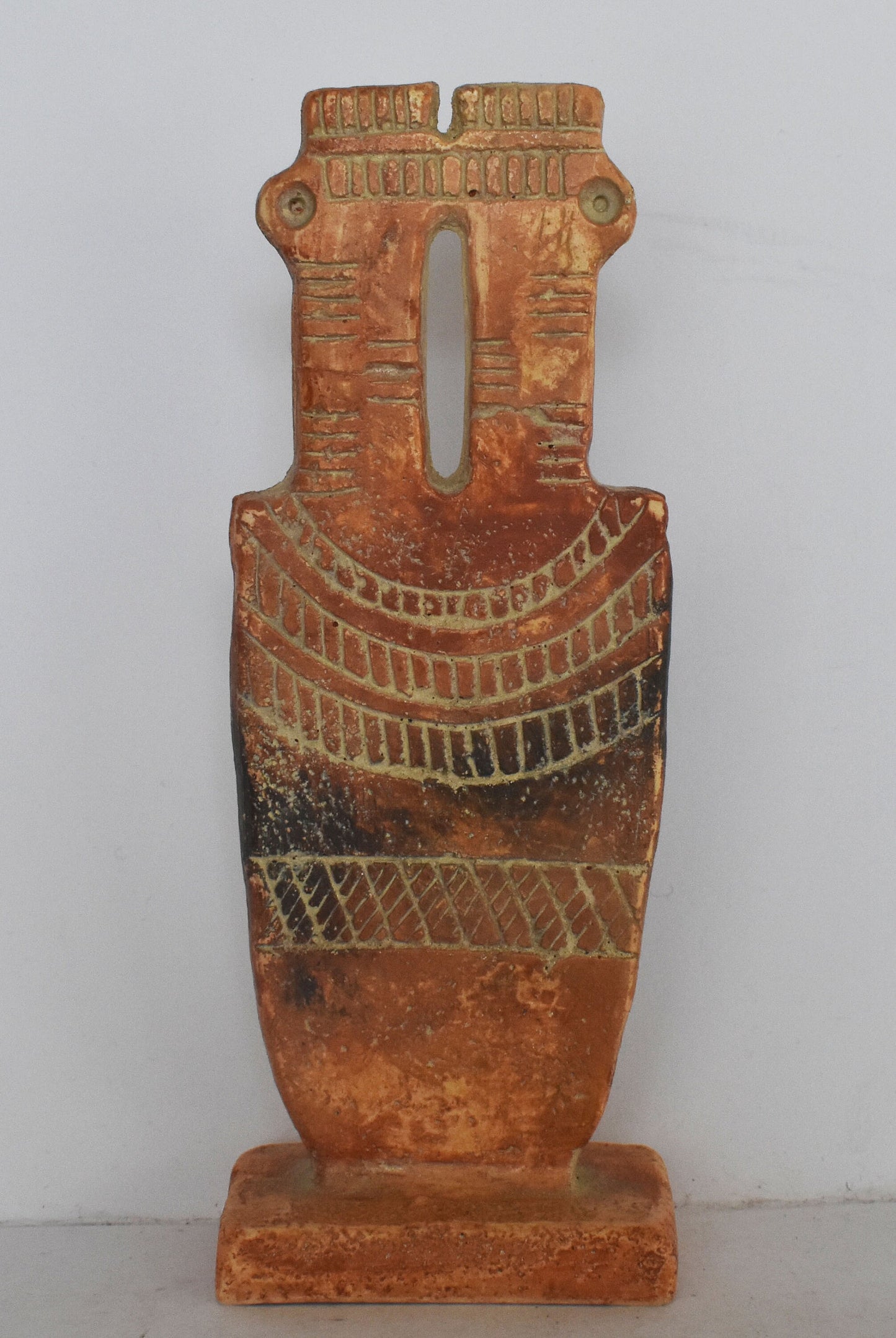 Plank Shaped Man Figurine - From Cyprus - 1100 BC - Museum Reproduction - Ceramic Artifact