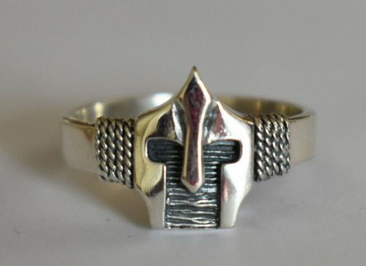 Spartan Helmet - King Leonidas - 300 Spartans - Battle of Thermopylae - 480 BC - Ring - Size Us 9 - 925 Sterling Silver