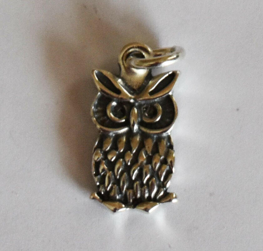 Owl Of Wisdom and Knowledge - Symbol of Goddess Athena Minerva - Ancient Greece - Set of small Pendant and Earrings - 925 Sterling Silver