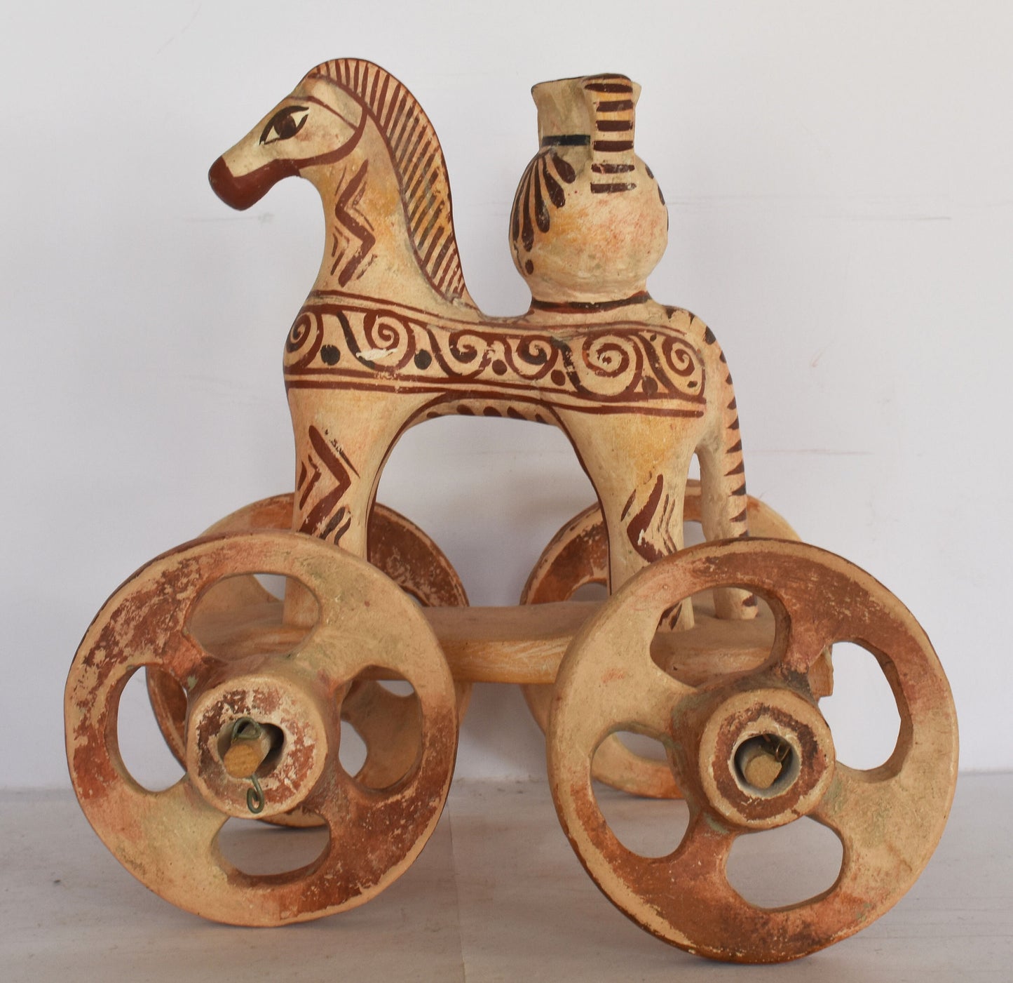 Horse on Wheels - Carrying Amphora - Children's Toy - Athens, Attica  - Geometric Period Pottery - Museum Reproduction - Ceramic Artifact