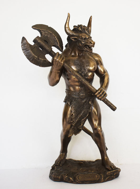 Minotaur - Mythical Creature, part man part bull - Fierce and Very Strong - Labyrinth, King Minos, Crete, Theseus - Cold Cast Bronze Resin