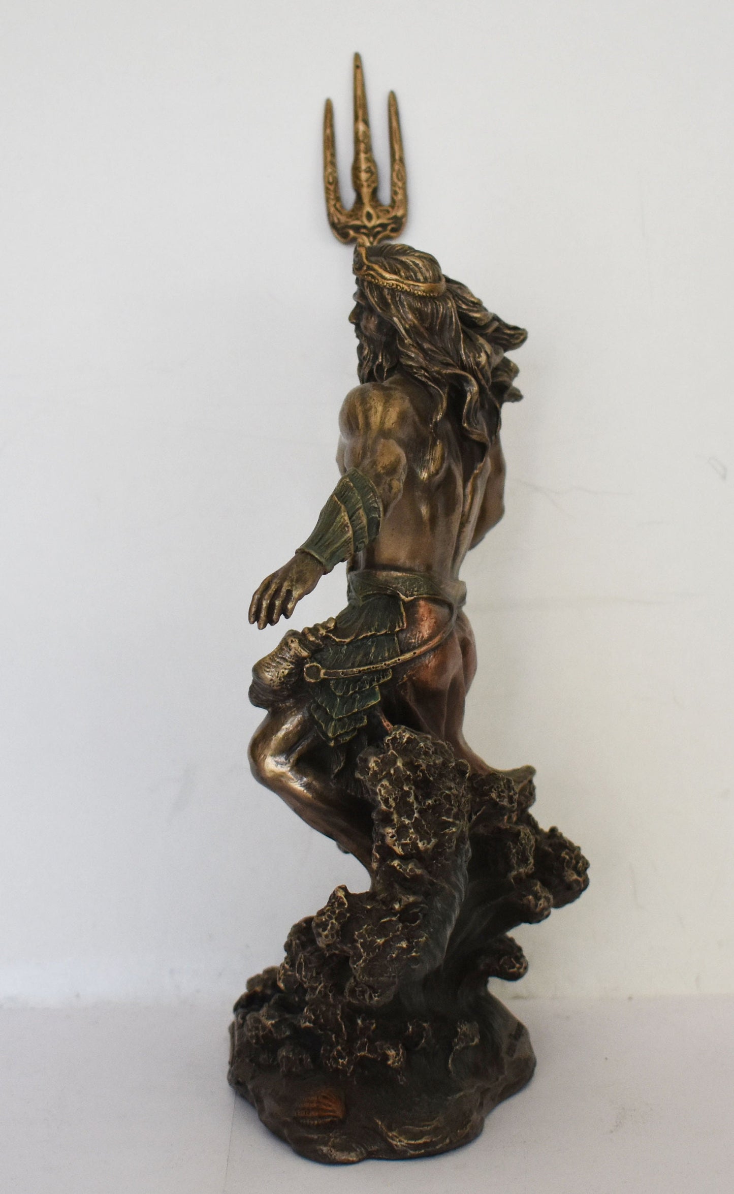 Poseidon Neptune - Greek Roman God of waters and seas, who controlled winds and storms -  Protector of Seafarers - Cold Cast Bronze Resin