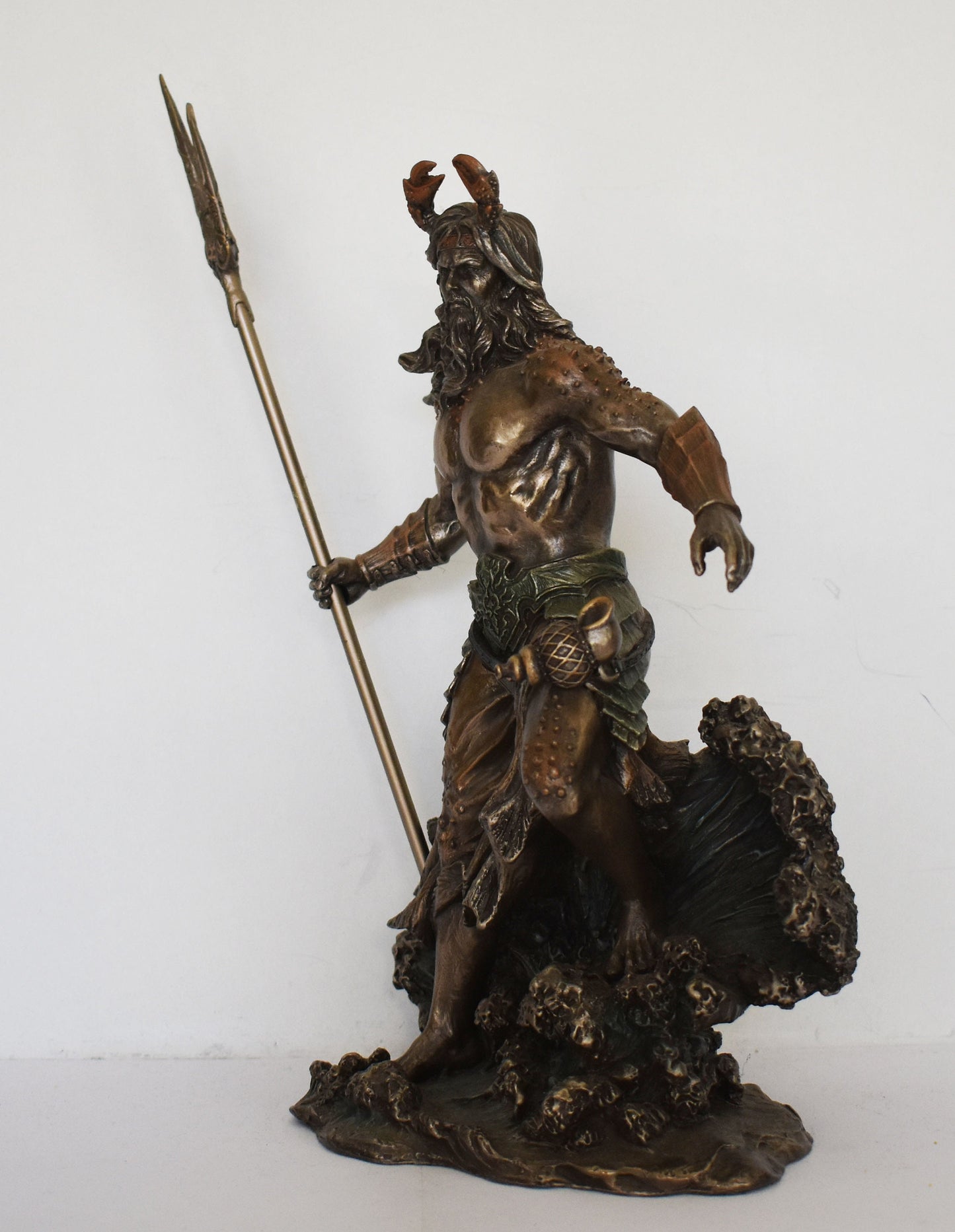 Poseidon Neptune - Greek Roman God of the Sea, Storms, Earthquakes, Horse - played a major role in many Greek myths - Cold Cast Bronze Resin