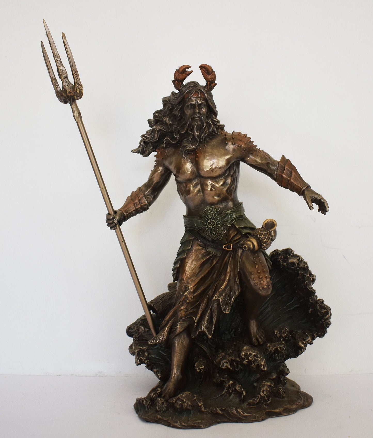 Poseidon Neptune - Greek Roman God of the Sea, Storms, Earthquakes, Horse - played a major role in many Greek myths - Cold Cast Bronze Resin