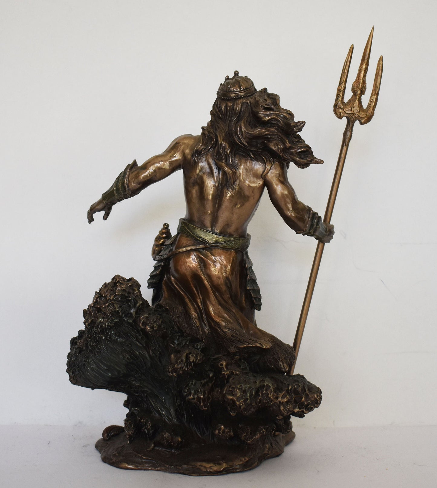 Poseidon Neptune - Greek Roman god of the sea, earthquakes, floods, drought and horses -  Protector of Seafarers - Cold Cast Bronze Resin