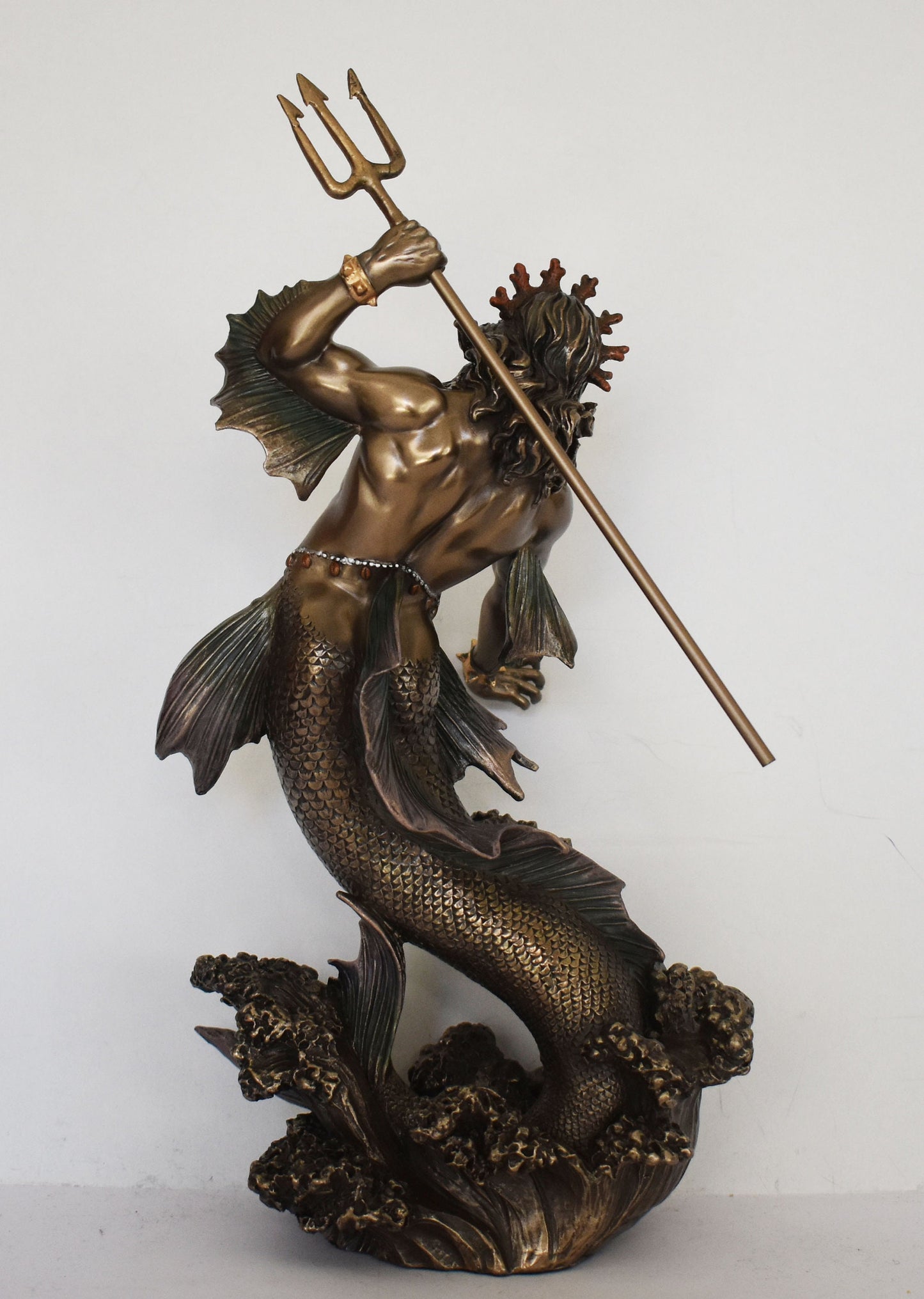 Poseidon Neptune - Greek Roman God of the Sea, Storms, Earthquakes and Horses -  the ruler of the sea - Cold Cast Bronze Resin