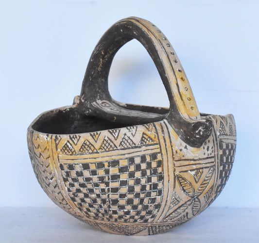 Basket-Shaped Vessel  - Kalathos - Attic, Athens - Geometric Period - 800 BC - Kerameikos Museum - Reproduction - Ceramic Artifact