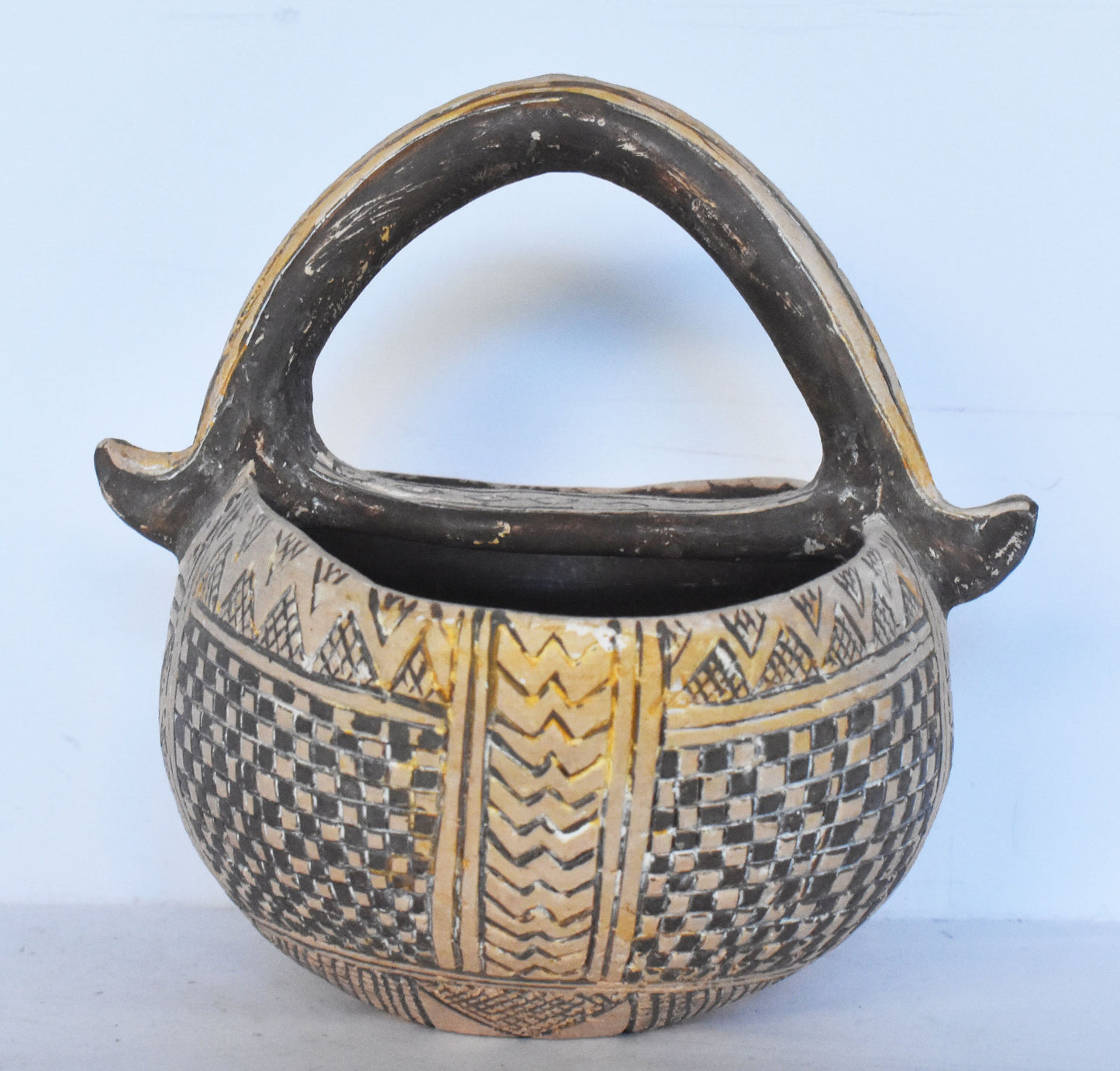 Basket-Shaped Vessel  - Kalathos - Attic, Athens - Geometric Period - 800 BC - Kerameikos Museum - Reproduction - Ceramic Artifact