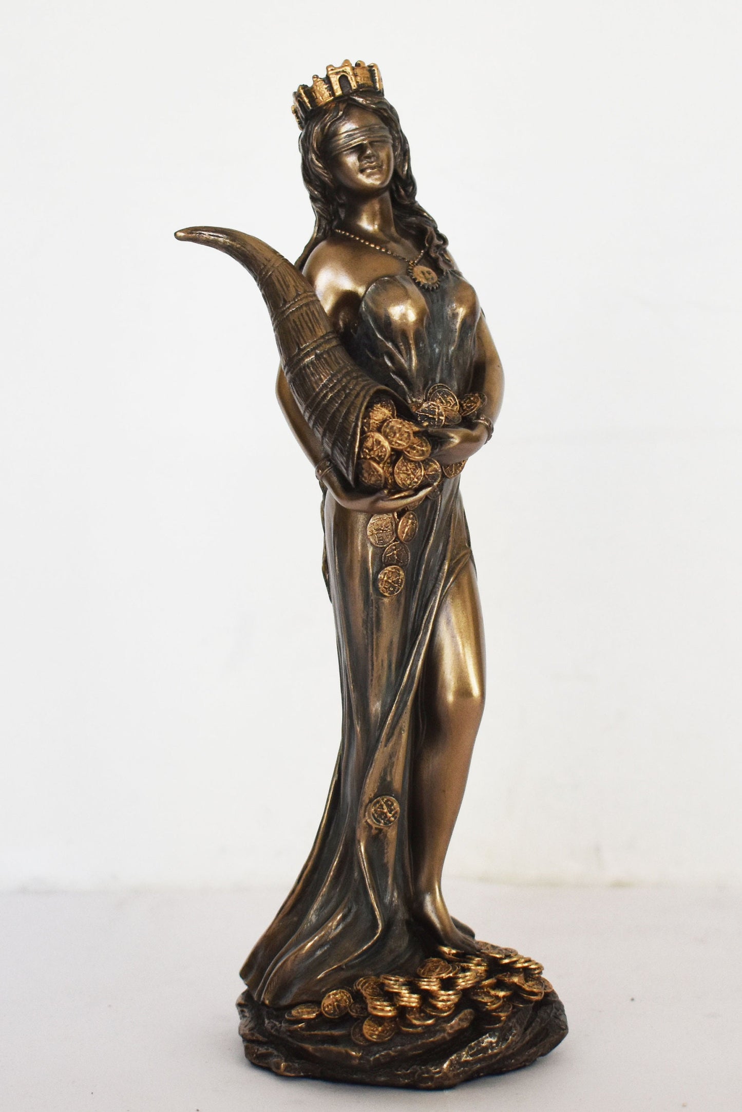 Tyche Fortuna - Greek Roman Goddess of Fortune, Good Luck, Chance, Providence, Succes, Prosperity, Fate - Success - Cold Cast Bronze Resin