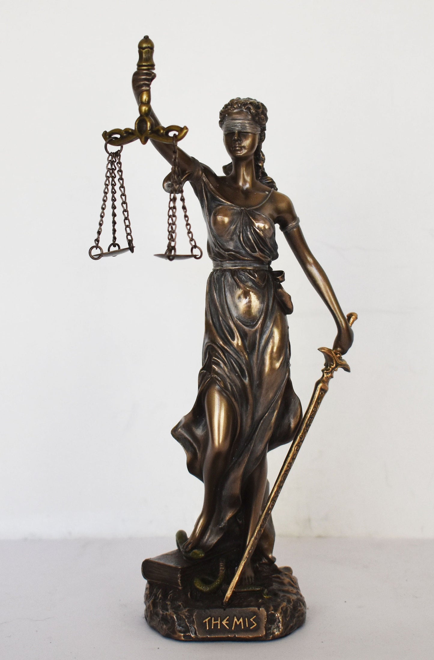 Themis Justitia - Greek Roman Goddess of Divine Law and Order, Fairness, Natural Law and Custom - Cold Scales - Cast Bronze Resin