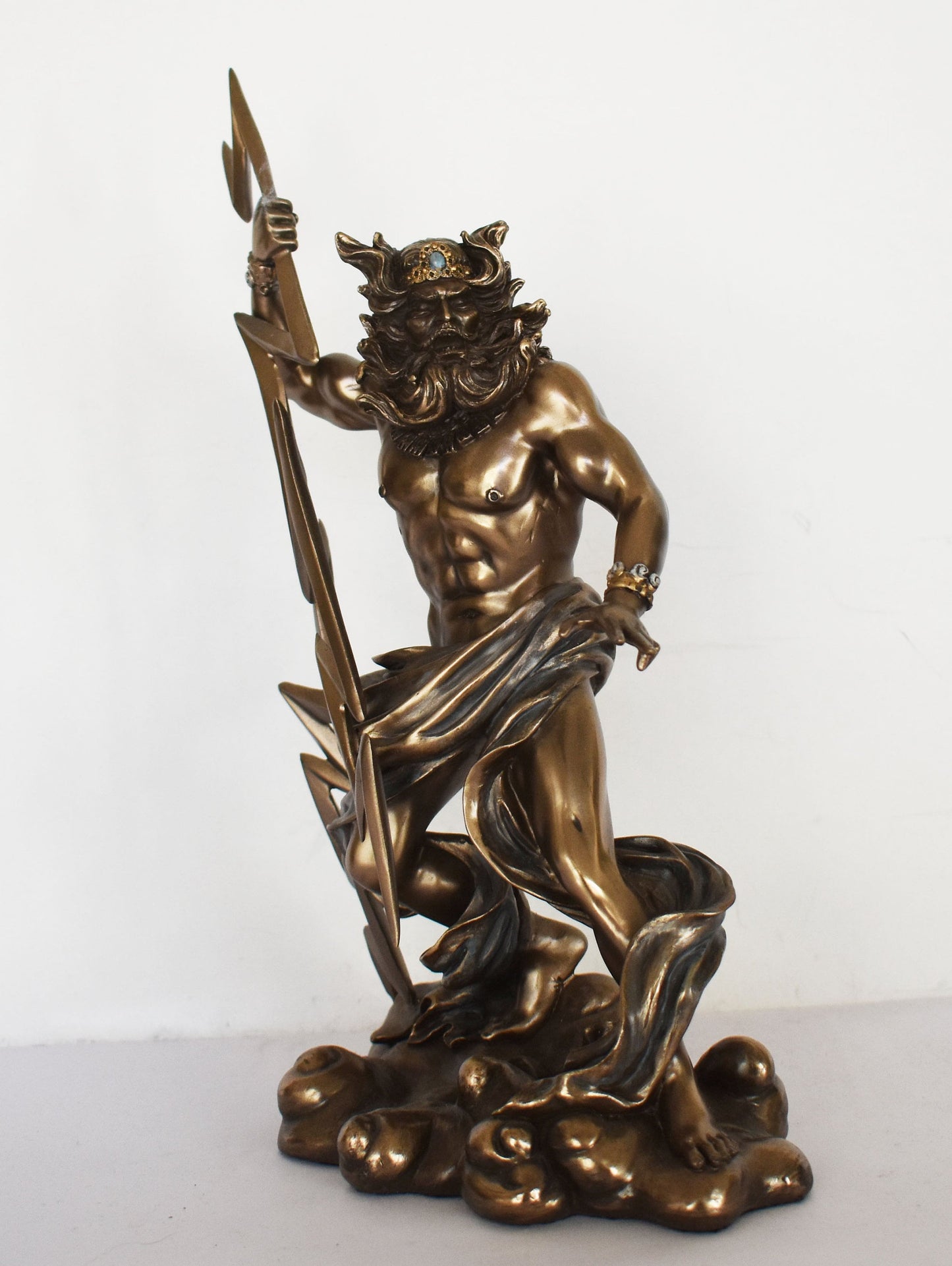 Zeus Jupiter - Greek Roman God of the Sky, Law and Order, Destiny and Fate - King of Mount Olympus - Greek religion - Cold Cast Bronze Resin