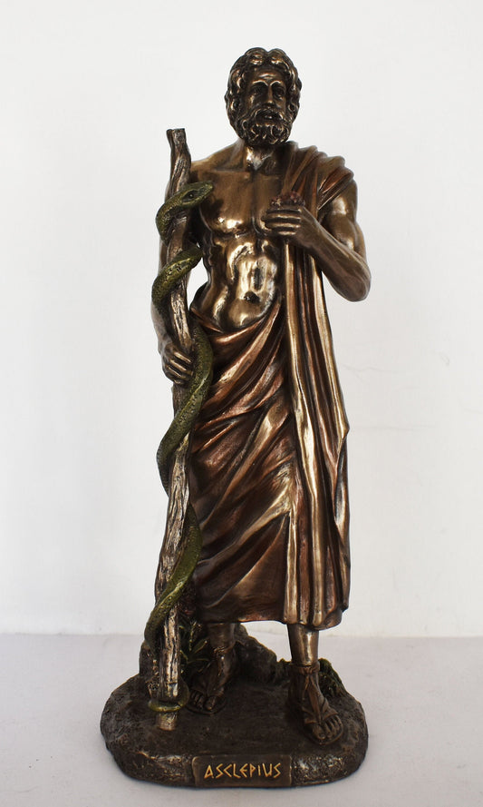 Asclepius - Ancient Hero - Greece - God of Medicine and Doctors - Represents the Healing Aspect of the Medical Arts - Cold Cast Bronze Resin