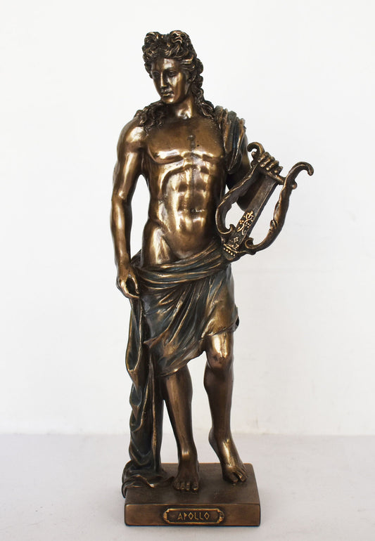 Apollo - Greek Roman God of the prophecy and oracles, music, song and poetry, archery, healing, plague and disease - Cold Cast Bronze Resin