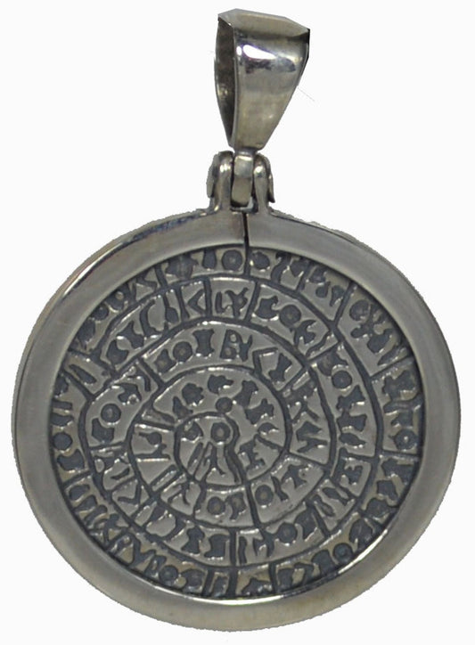 Phaistos Disk - Minoan Period, Crete, Ancient Greece - Pictographic Script - Pendant - 925 Sterling Silver