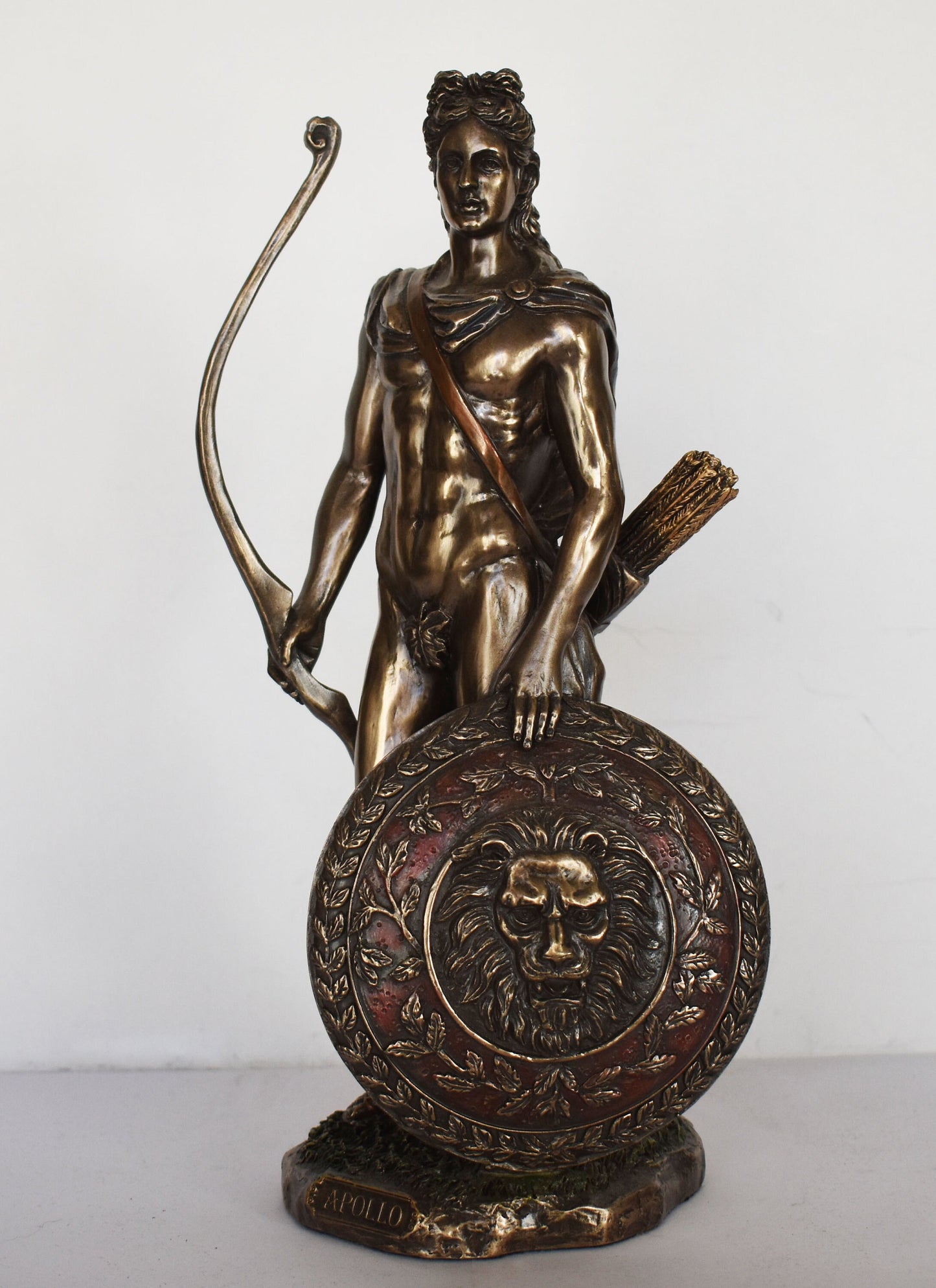 Apollo with Bow - Greek Roman God of the Sun,Light,Music,Poetry,Healing,Prophecy,Knowledge,Order,Beauty,Archery - Cold Cast Bronze Resin