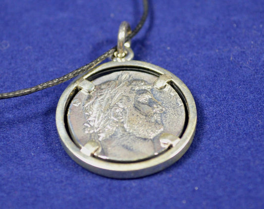 Antinous and Hadrian - An Ancient Love Story over the Centuries - Twosided wreathed Medallion - Pendant - 925 Sterling Silver